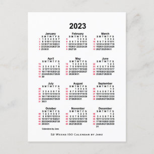 Postal Calendario ISO de 52 semanas blanco 2023 de Janz P