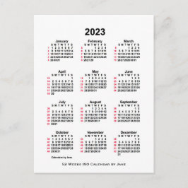 Postal Calendario ISO de 52 semanas Blanco 2023 por Janz 