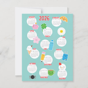 Postal Calendario Kawaii Everyday Life 2026