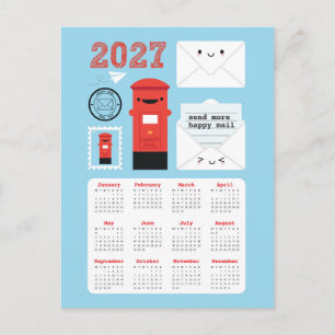 Postal Calendario Kawaii Happy Mail 2027