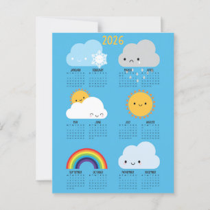 Postal Calendario Kawaii Skies Happy Weather 2026