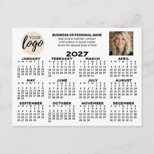 Postal Calendario - logo, foto, contacto comercial - blan