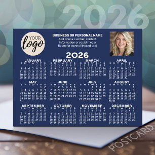 Postal Calendario - logotipo, foto, contacto comercial - 