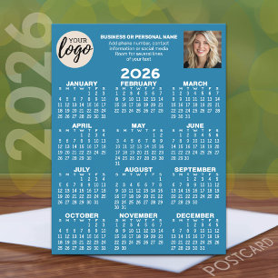 Postal Calendario - logotipo, foto, contacto comercial - 