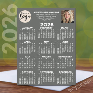 Postal Calendario - logotipo, foto, contacto comercial - 