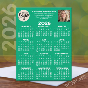 Postal Calendario - logotipo, foto, contacto comercial -