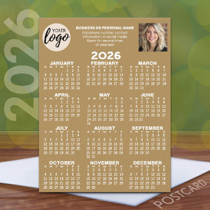 Postal Calendario - logotipo, foto, contacto comercial - 