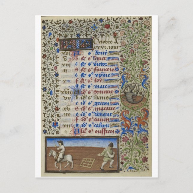Postal Calendario medieval: Octubre (Anverso)
