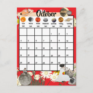 Postal Calendario Mensual Astrológico Octubre 2026