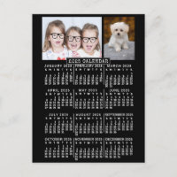 Calendario mensual de 2025 años Negro | plantilla