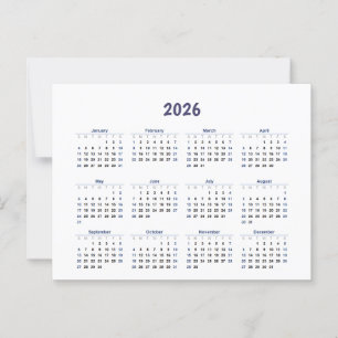 Postal Calendario mensual de 2026 todos los días