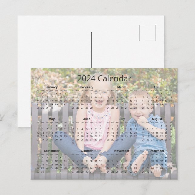 Postal Calendario mensual de la familia de personalizados (Anverso / Reverso)