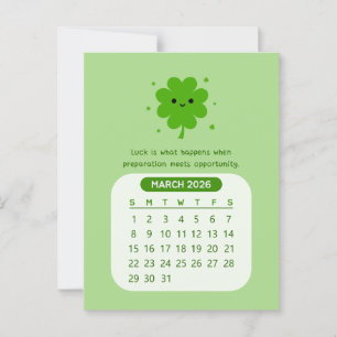 Postal Calendario mensual de motivación kawaii de marzo d