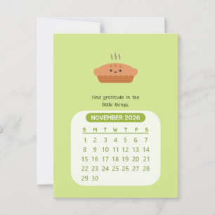 Postal Calendario mensual de motivación kawaii de noviemb