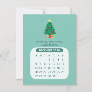 Postal Calendario mensual kawaii motivacional de diciembr