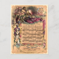 Calendario Mercantil Vintage de la Era 1860 de Vic