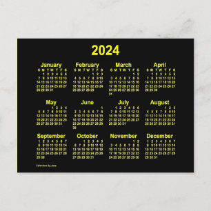 Postal Calendario Mini Amarillo Neon 2024 de Janz