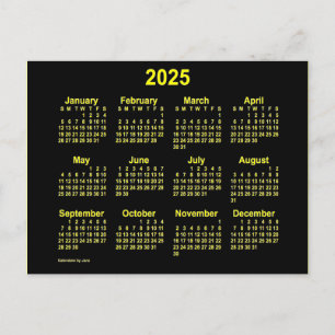 Postal Calendario Mini Amarillo Neon 2025 de Janz