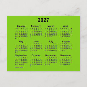 Postal Calendario Mini Amarillo Verde 2027 de Janz