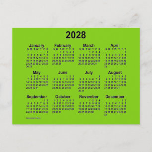 Postal Calendario Mini Amarillo Verde 2028 de Janz