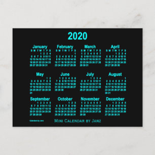 Postal Calendario Mini Azul Neon 2020 de Janz