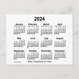 Postal Calendario Mini Blanco 2024 de Janz