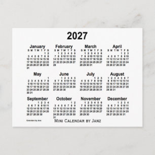 Postal Calendario Mini Blanco 2027 de Janz