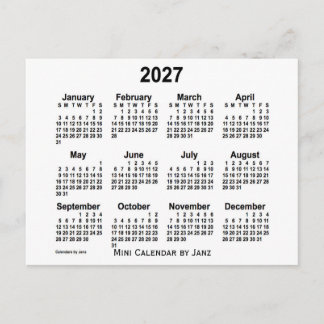 Postal Calendario Mini Blanco 2027 de Janz