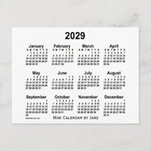 Postal Calendario Mini Blanco 2029 de Janz