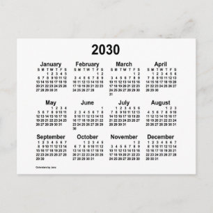 Postal Calendario Mini Blanco 2030 de Janz