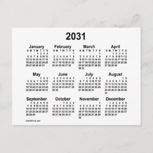 Postal Calendario Mini Blanco 2031 de Janz