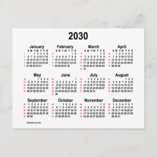 Postal Calendario Mini de 52 Semanas Blanco 2030 de Janz