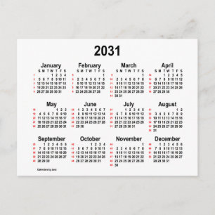 Postal Calendario Mini de 52 Semanas Blanco 2031 de Janz