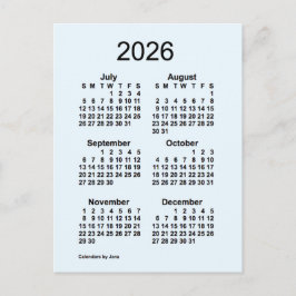 Postal Calendario Mini de 6 Meses Alice Blue 2026 por Jan