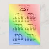 Calendario Mini de 6 Meses Arcoíris 2027 por Janz
