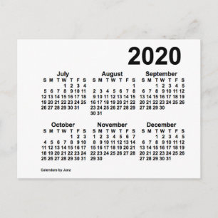 Postal Calendario Mini de 6 Meses Blanco 2020 por Janz