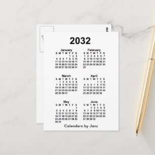Postal Calendario Mini de 6 Meses Blanco 2032 de Janz