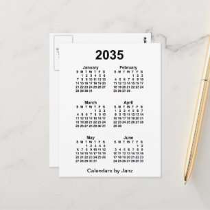 Postal Calendario Mini de 6 Meses Blanco 2035 de Janz