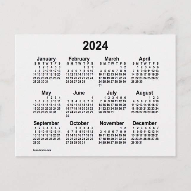 Postal Calendario Mini Humo Blanco 2024 de Janz (Anverso)