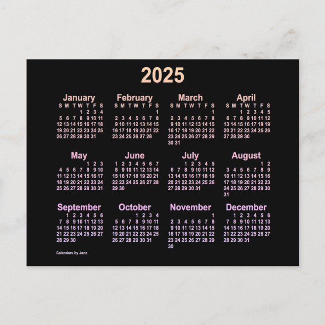 Postal Calendario Mini Ipanema 2025 de Janz (Anverso)