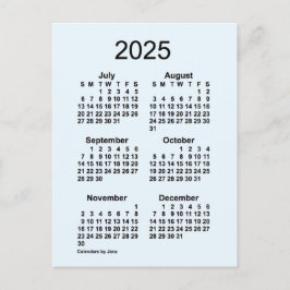 Postal Calendario Mini Mensual Alice Blue 2025 de 6 Meses