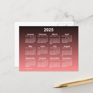 Postal Calendario Mini Neon Rojo Desvanecido 2025 de Janz