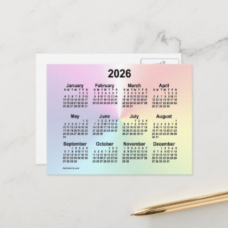 Postal Calendario Mini Nube Arcoíris 2026 de Janz