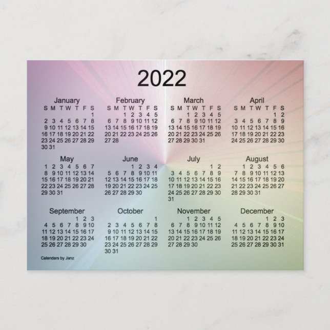 Postal Calendario Mini Shimmer de Niebla 2022 de Janz (Anverso)