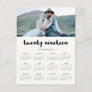 Postal Calendario moderno mínimo 2019 de la foto de la