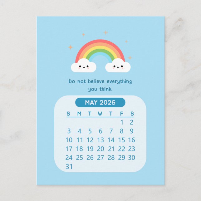 Postal Calendario Motivacional De Kawaii Mensual De Mayo  (Anverso)