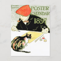 Calendario poster - Edward Penfield - arte de gato