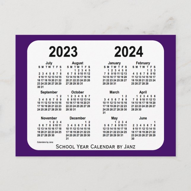Postal Calendario Purple Mini School 2023-2024 de Janz (Anverso)
