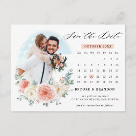 Postal Calendario rosa de Peach Pastel de verano medio Gu