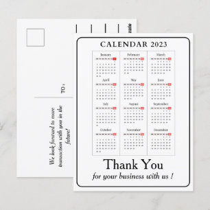 Postal Calendario Simple 2023 Agradecimiento Empresarial 
